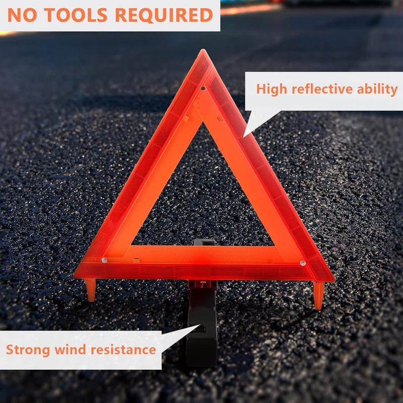 WORKKOOL Store Safety Triangles DOT Approved, Standard Warning Triangles Enmergency Reflector, Emergency Triangles for Vehicles with Carry Case(3 Pack,Without Sand) - Image 5